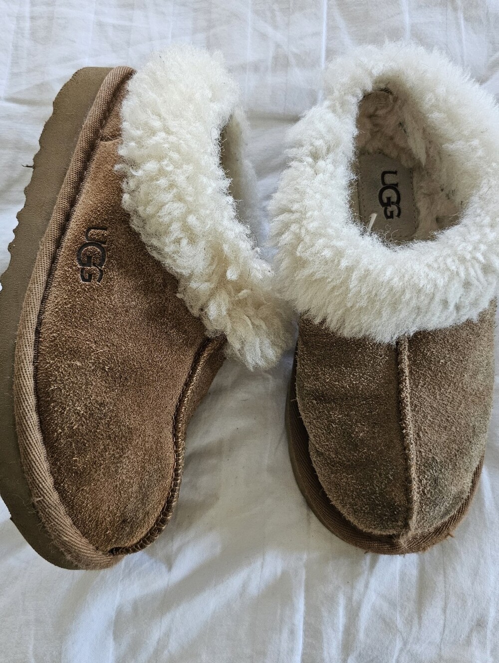 Ugg Slip-on Shearling Lined Suede Slipper Clogs, Size 12